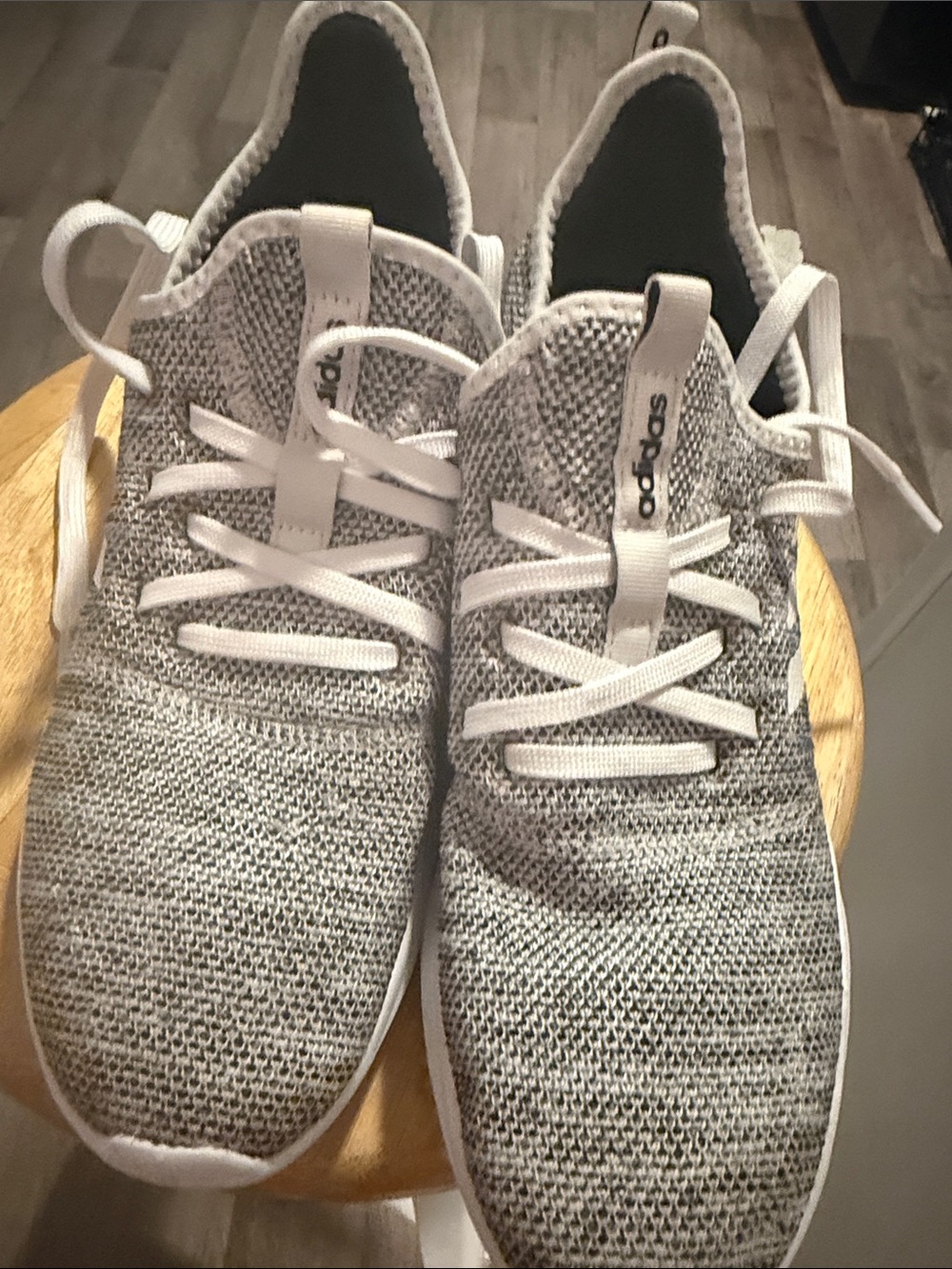 adidas Grey and White Knit Running Shoes